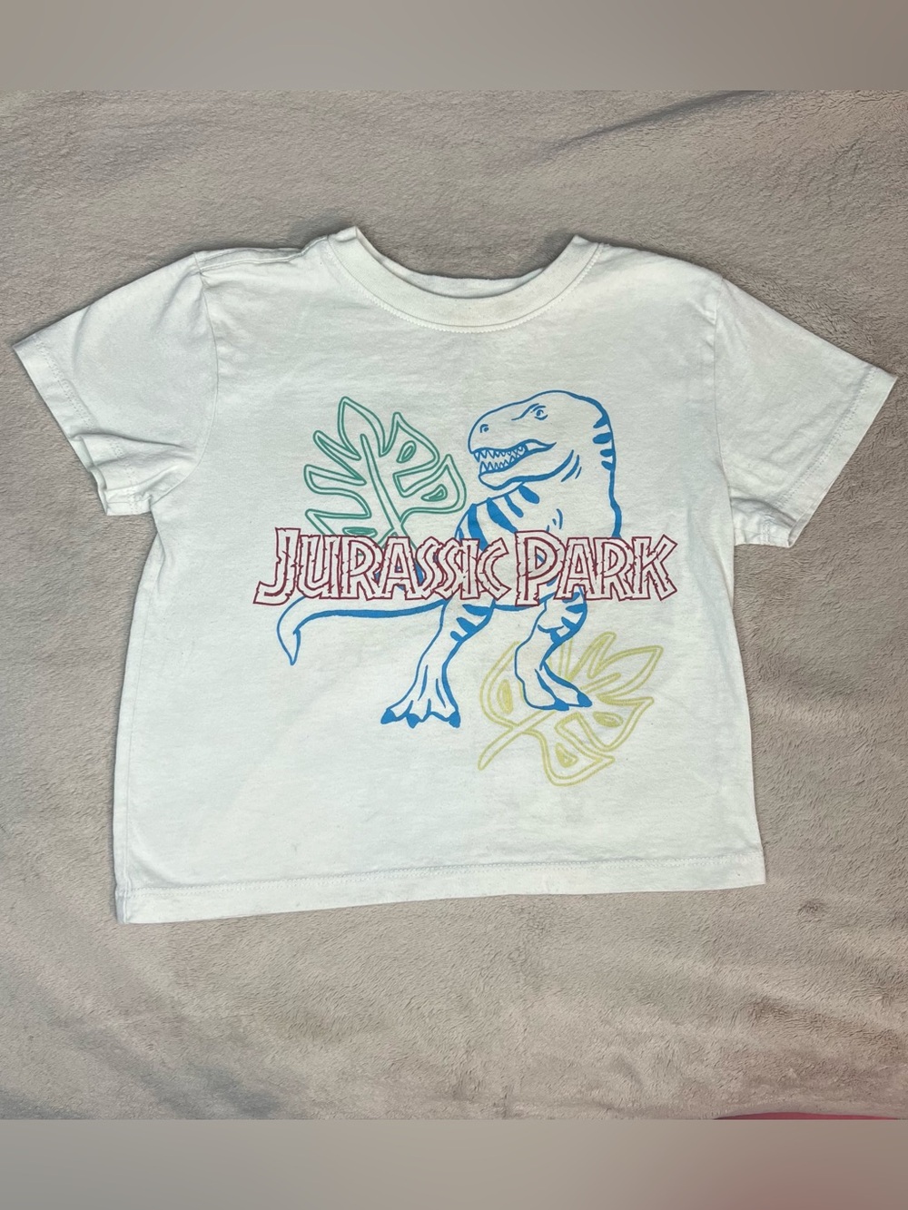 Kids White Graphic Tee - Dinosaur Design